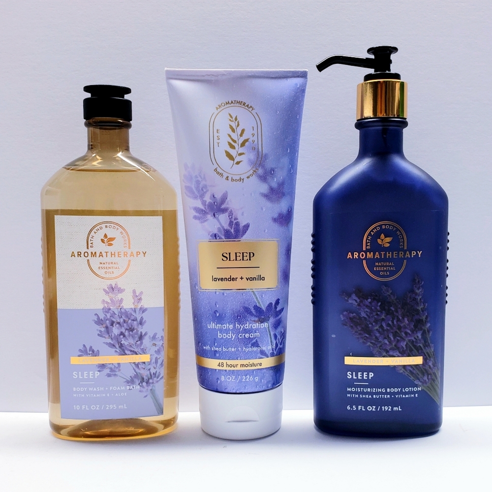 Bath & Body Works LAVENDER VANILLA Body Cream, Body Lotion, and Body Wash(3 pcs)